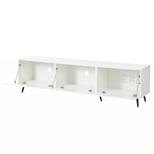 Móvel de TV 180 x 40 x 48 cm - 3 portas basculantes, padrão estampado, amplo espaço de arrumação, compatível com televisores até 80 polegadas, MDF - Branco