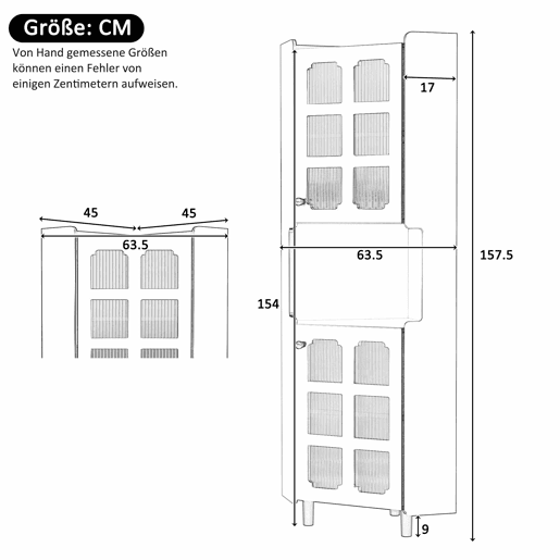 Armário de canto com iluminação LED - Multifuncional, acabamento lacado em MDF, estante para sala de estar, quarto, casa de banho, sala de jantar - Cinza