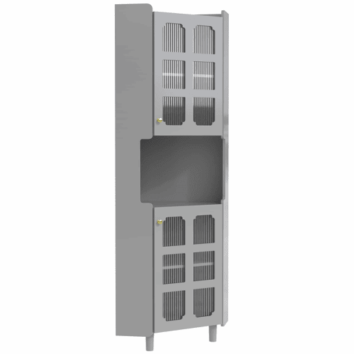 Armário de canto com iluminação LED - Multifuncional, acabamento lacado em MDF, estante para sala de estar, quarto, casa de banho, sala de jantar - Cinza