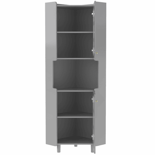 Armário de canto com iluminação LED - Multifuncional, acabamento lacado em MDF, estante para sala de estar, quarto, casa de banho, sala de jantar - Cinza