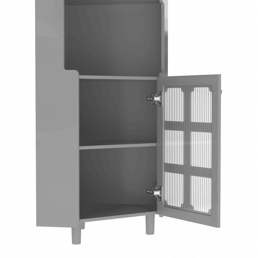 Armário de canto com iluminação LED - Multifuncional, acabamento lacado em MDF, estante para sala de estar, quarto, casa de banho, sala de jantar - Cinza