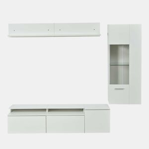 Conjunto de móveis para TV de 3 peças - até 80 polegadas - LED, alto brilho, vitrina e prateleira suspensa - branco