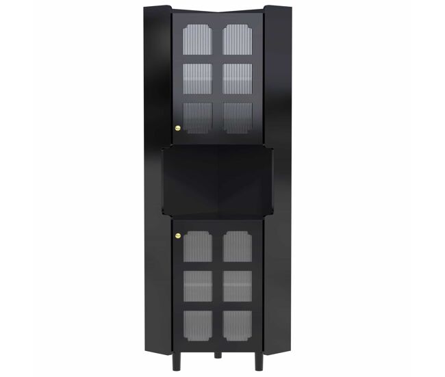 Armario esquinero con acabado lacado y iluminación led – mueble multifuncional para salón, biblioteca, baño, dormitorio, comedor, tablero mdf con
