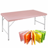 Mesa dobrável de 125 cm - portátil, resistente, com altura ajustável, multifuncional - rosa