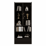 Vitrine alta 80 x 34 x 180 cm - 1 gaveta, portas de vidro, LED, compartimento aberto, prateleira de pé - preto