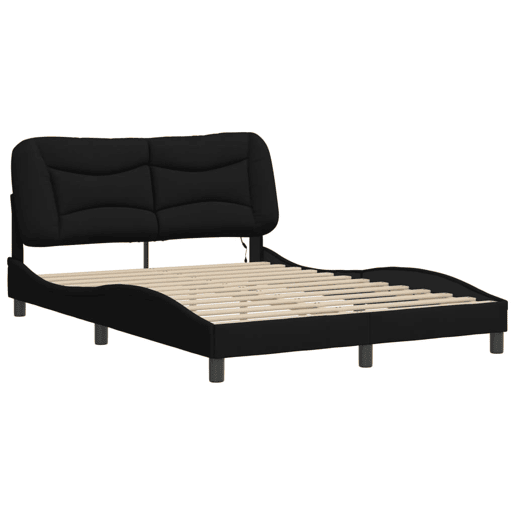 Estrutura de Cama de casal moderno com LED - 120x200 cm tecido preto