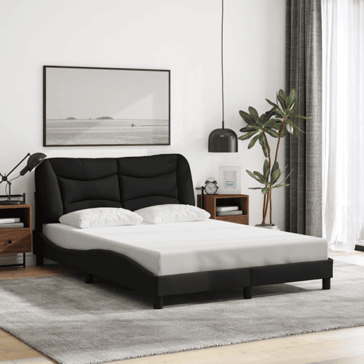 Estrutura de Cama de casal moderno com LED - 120x200 cm tecido preto