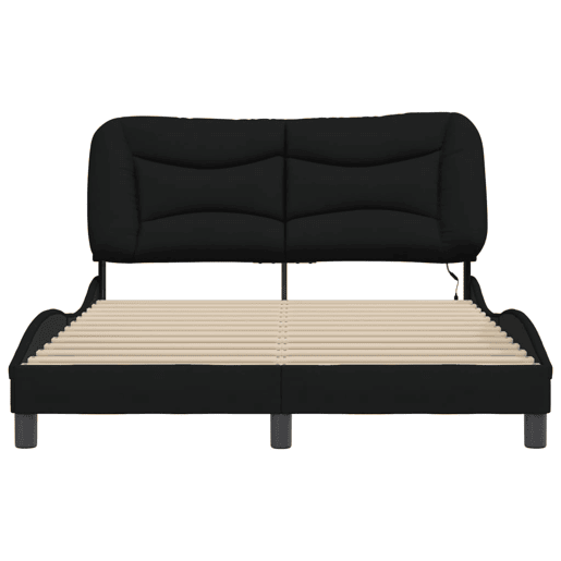 Estrutura de Cama de casal moderno com LED - 120x200 cm tecido preto