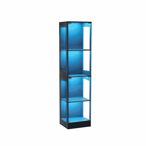 Vitrine de vidro 40 x 35 x 165 cm - 4 prateleiras, LED, portas de vidro, sensor inteligente - Preto
