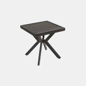 Mesa auxiliar quadrada para exterior - alumínio, resistente às intempéries, fácil de manter - castanho escuro