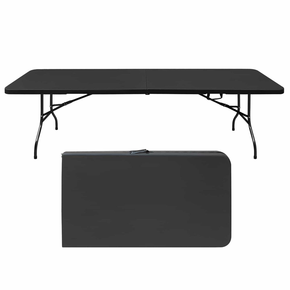 Mesa plegable 244cm - resistente, multiusos, con asa - negra