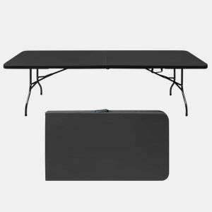 Mesa dobrável de 244 cm - resistente, multifuncional, com pega - preta