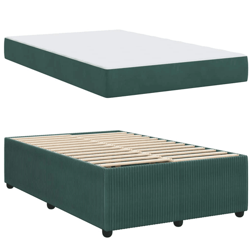 Estrutura da Cama de casal moderno com colchão Verde Escuro 120 x 190 cm tecido