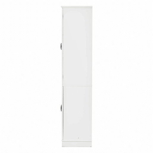 Armário vitrina alto 80 x 38 x 180 cm - com 2 portas de vidro e 2 portas opacas, 5 prateleiras, estilo rústico, estante multifuncional em aglomerado - branco