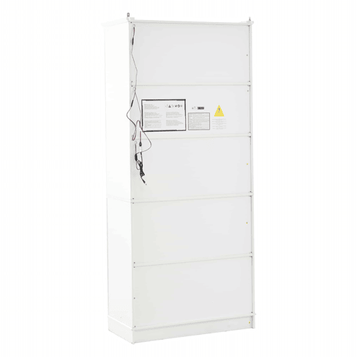 Armário vitrina alto 80 x 38 x 180 cm - com 2 portas de vidro e 2 portas opacas, 5 prateleiras, estilo rústico, estante multifuncional em aglomerado - branco