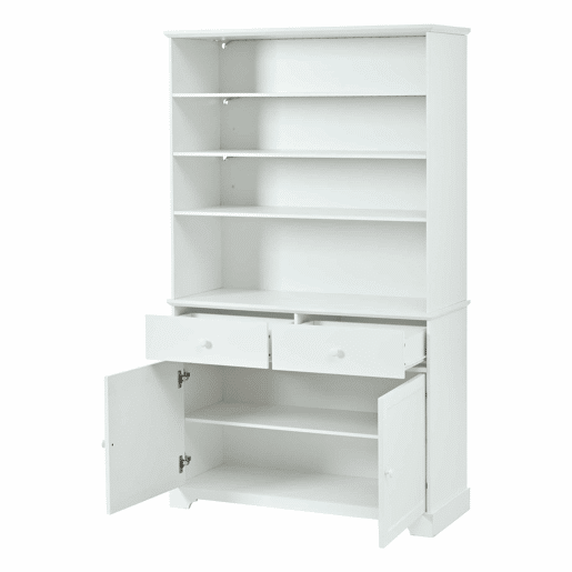 Armário vitrina 100 x 38 x 170 cm - vitrina com 2 portas, iluminação LED, móvel de sala multifuncional com 2 gavetas, estante para livros, armário grande - branco