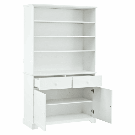 Armário vitrina 100 x 38 x 170 cm - vitrina com 2 portas, iluminação LED, móvel de sala multifuncional com 2 gavetas, estante para livros, armário grande - branco