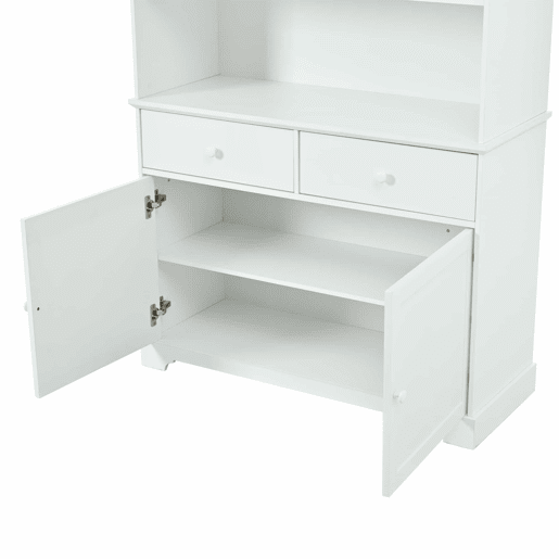 Armário vitrina 100 x 38 x 170 cm - vitrina com 2 portas, iluminação LED, móvel de sala multifuncional com 2 gavetas, estante para livros, armário grande - branco