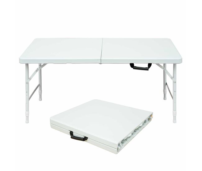 Mesa plegable 125cm - resistente, multifuncional, con asa y altura ajustable - blanca
