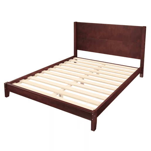 Cama de plataforma 160x200 - com cabeceira e base de ripas - castanho