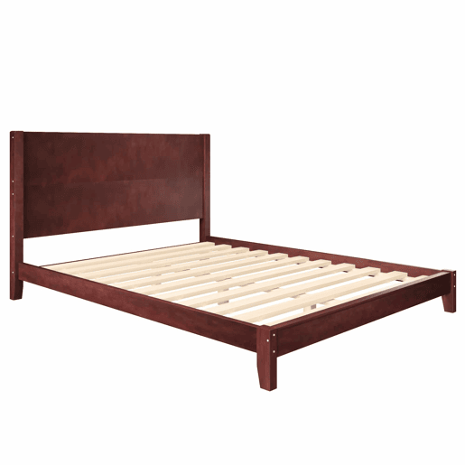 Cama de plataforma 160x200 - com cabeceira e base de ripas - castanho