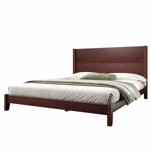 Cama de plataforma 160x200 - com cabeceira e base de ripas - castanho