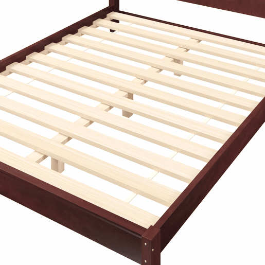 Cama de plataforma 160x200 - com cabeceira e base de ripas - castanho