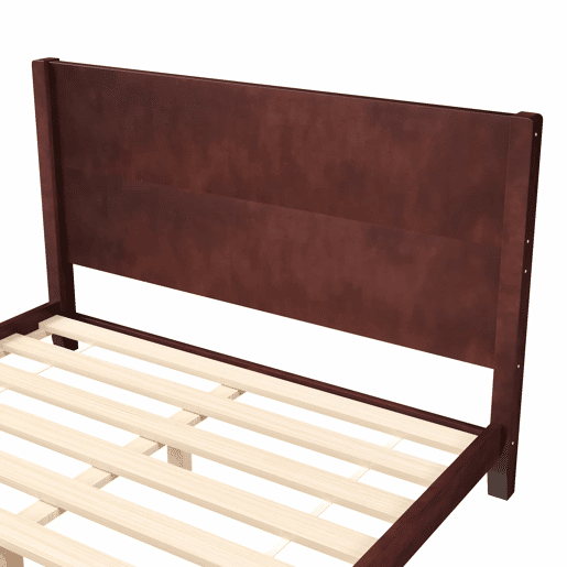 Cama de plataforma 160x200 - com cabeceira e base de ripas - castanho
