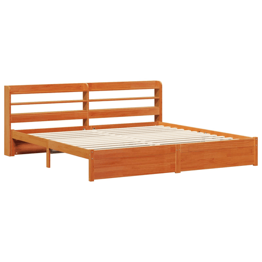 Estrutura da Cama de casal simple 2 pcs Marrom Cera Madeira de Pinho Sólido