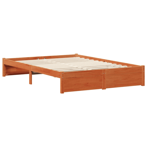 Estrutura de cama de casal simple com cabeceira - Marrom Cera 150 x 200 cm