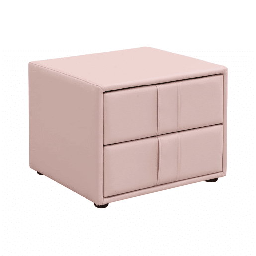 Cama individual infantil 90x200 cm - cabeceira em forma de urso, mesa de cabeceira a condizer, bordas de espuma anti-colisão, design suave, veludo + contraplacado - rosa