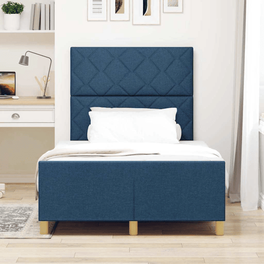 Estrutura da Cama de casal simple com cabeceira Azul 120 x 190 cm tecido