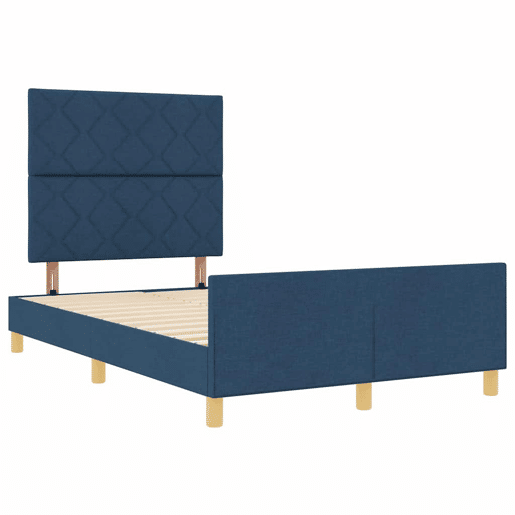 Estrutura da Cama de casal simple com cabeceira Azul 120 x 190 cm tecido
