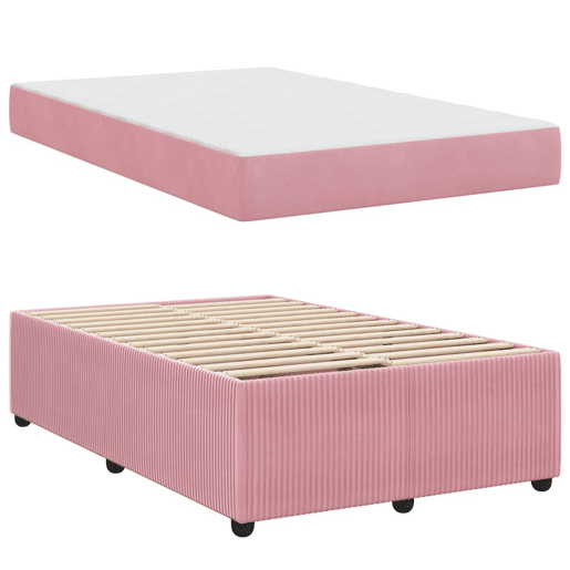 Estrutura da Cama de casal moderno com colchão Rosa 120 x 190 cm tecido