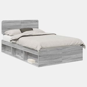 Estrutura da Cama de casal simple com cabeceira Cinza Sonoma 120 x 190 cm
