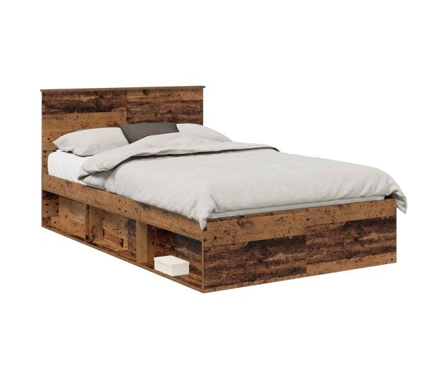 Estructura de cama matrimonial comodidad con cabecera - madera vieja 120 x 190 cm