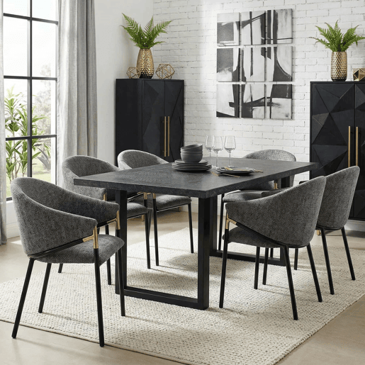 Cadeiras de jantar 6 unidades - confortáveis e respiráveis, modernas, chenille com apoios de braço em aço inoxidável dourado - cinza