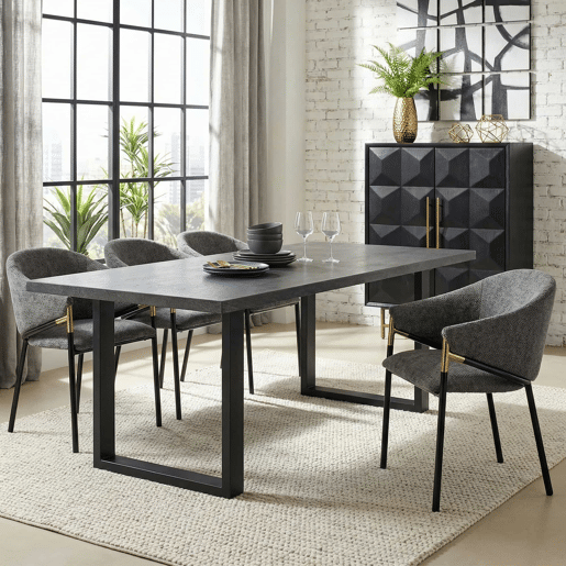 Cadeiras de jantar 6 unidades - confortáveis e respiráveis, modernas, chenille com apoios de braço em aço inoxidável dourado - cinza