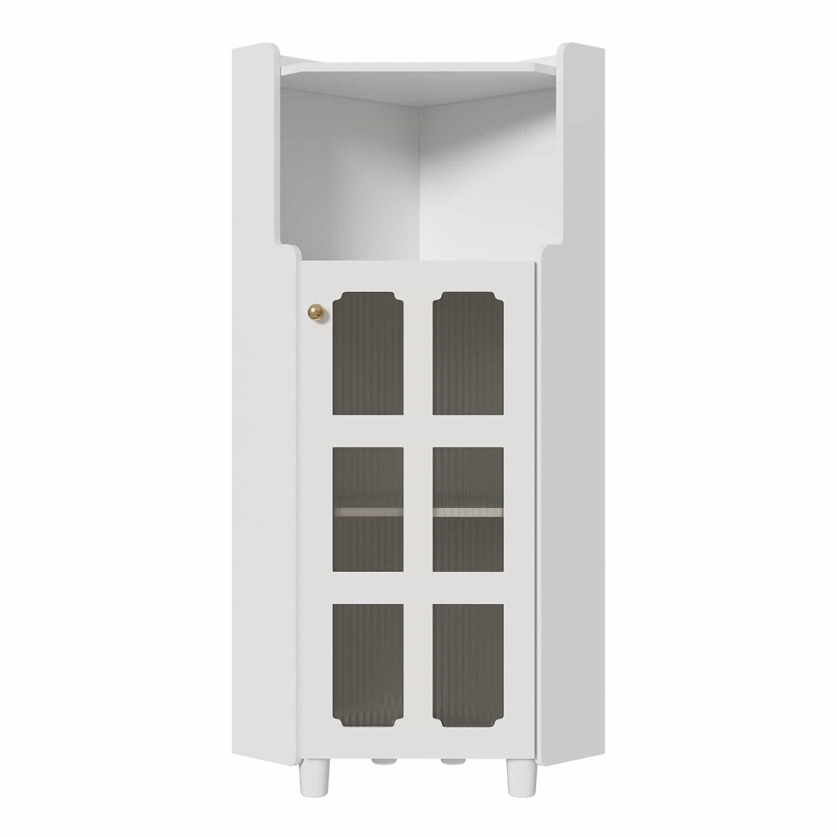 Armario esquinero 63.5x124 cm - superficie lacada con iluminación led y control por app, diseño moderno multifuncional - blanco