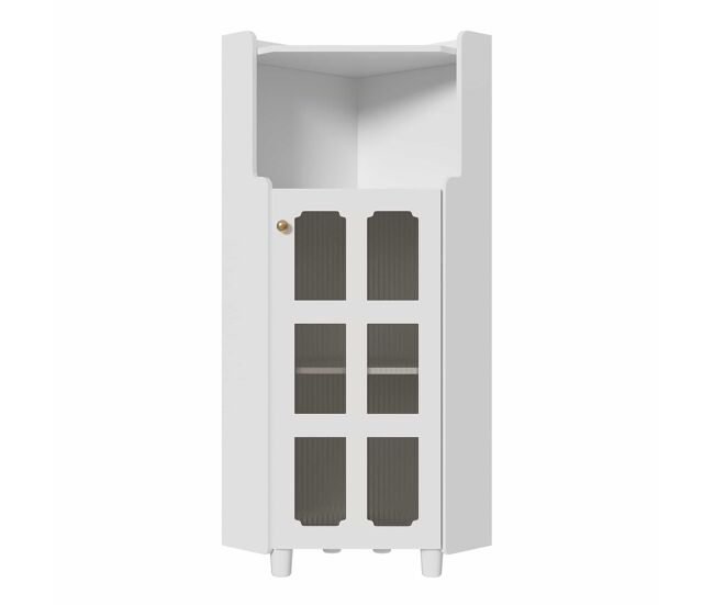 Armario esquinero 63.5x124 cm - superficie lacada con iluminación led y control por app, diseño moderno multifuncional - blanco