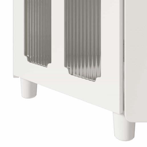 Armário de canto 63,5 x 124 cm - superfície lacada com iluminação LED e controlo por aplicação, design moderno e multifuncional - branco Armário de canto 63,5 x 124 cm - superfície lacada com iluminação LED e controlo por aplicação, design moderno e multifuncional - branco