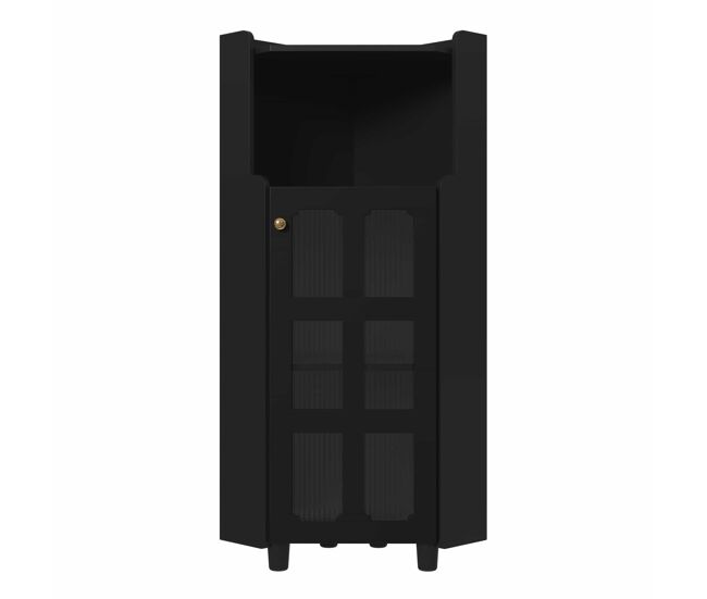 Armario esquinero 63,5x124 cm - superficie lacada, iluminación led, control por app, diseño moderno multifunción - negro