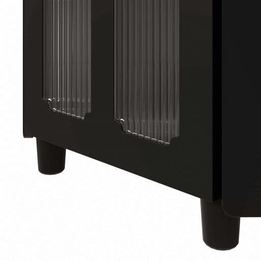 Armário de canto 63,5 x 124 cm - superfície lacada, iluminação LED, controlo por aplicação, design moderno multifuncional - preto Armário de canto 63,5 x 124 cm - superfície lacada, iluminação LED, controlo por aplicação, design moderno multifuncional - preto