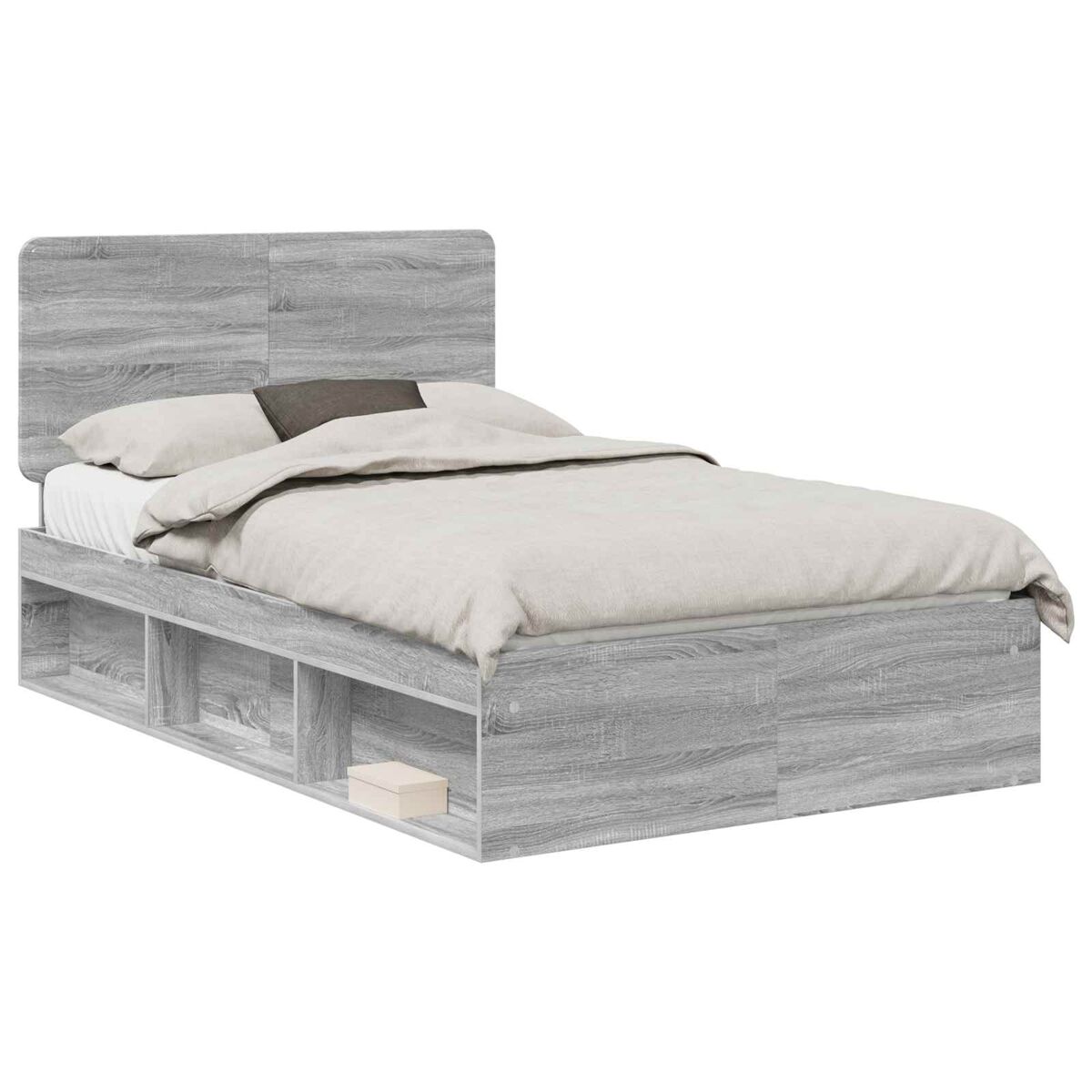 Estructura de cama 123x196 Roble/ Gris