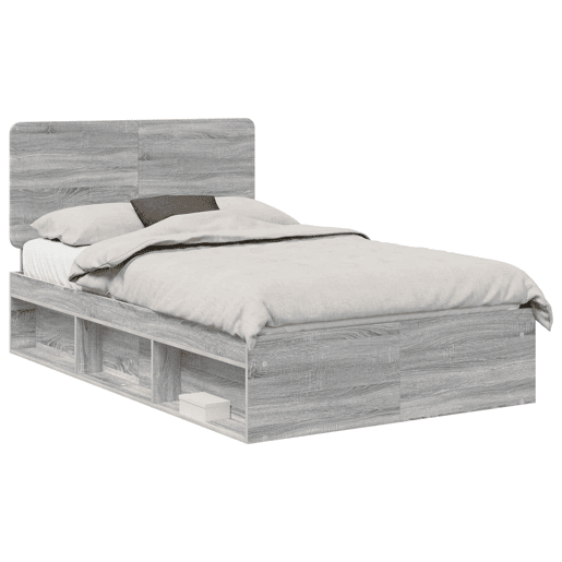 Estrutura da Cama de casal simple com cabeceira Cinza Sonoma 120 x 190 cm