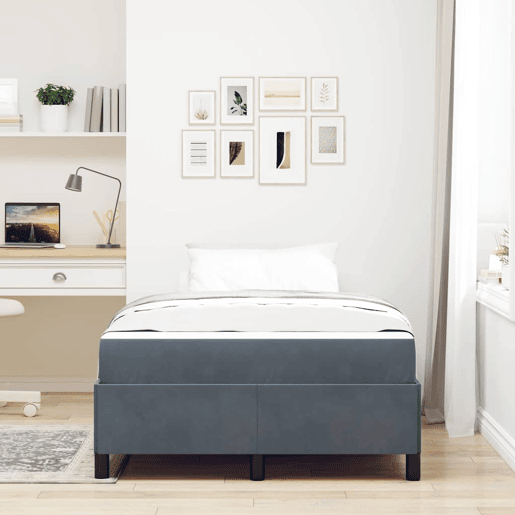 Estrutura da Cama de casal moderno com colchão Cinza Escuro 120 x 200 cm tecido