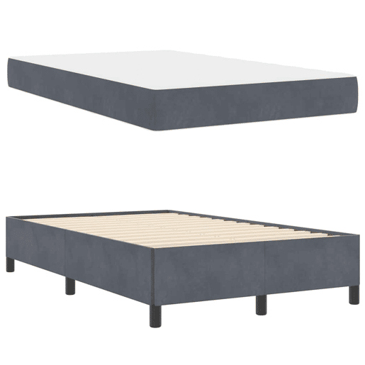 Estrutura da Cama de casal moderno com colchão Cinza Escuro 120 x 200 cm tecido