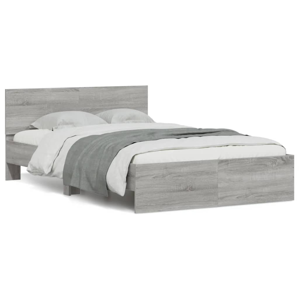 Estructura de cama matrimonial estilo con cabecero gris sonoma 120x190 cm