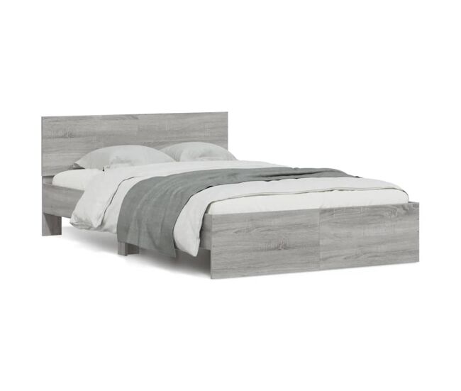 Estructura de cama matrimonial estilo con cabecero gris sonoma 120x190 cm