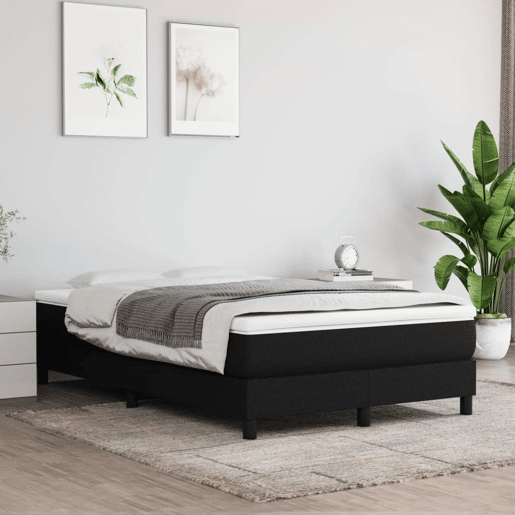 Estrutura de Cama de casal moderno com molas 120x200 cm tecido preto